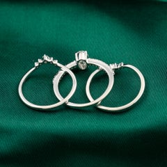 Natürlicher 0,84 Karat SI/H Oval Diamant Ring Set 18 Karat Weißgold Schmuck