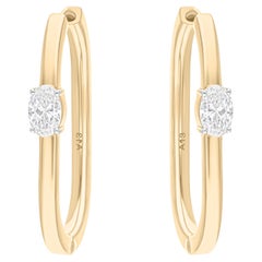 Natürliche 0,84 Karat SI/H Ovalform Diamant-Creolen-Ohrringe 14 Karat Gelbgold