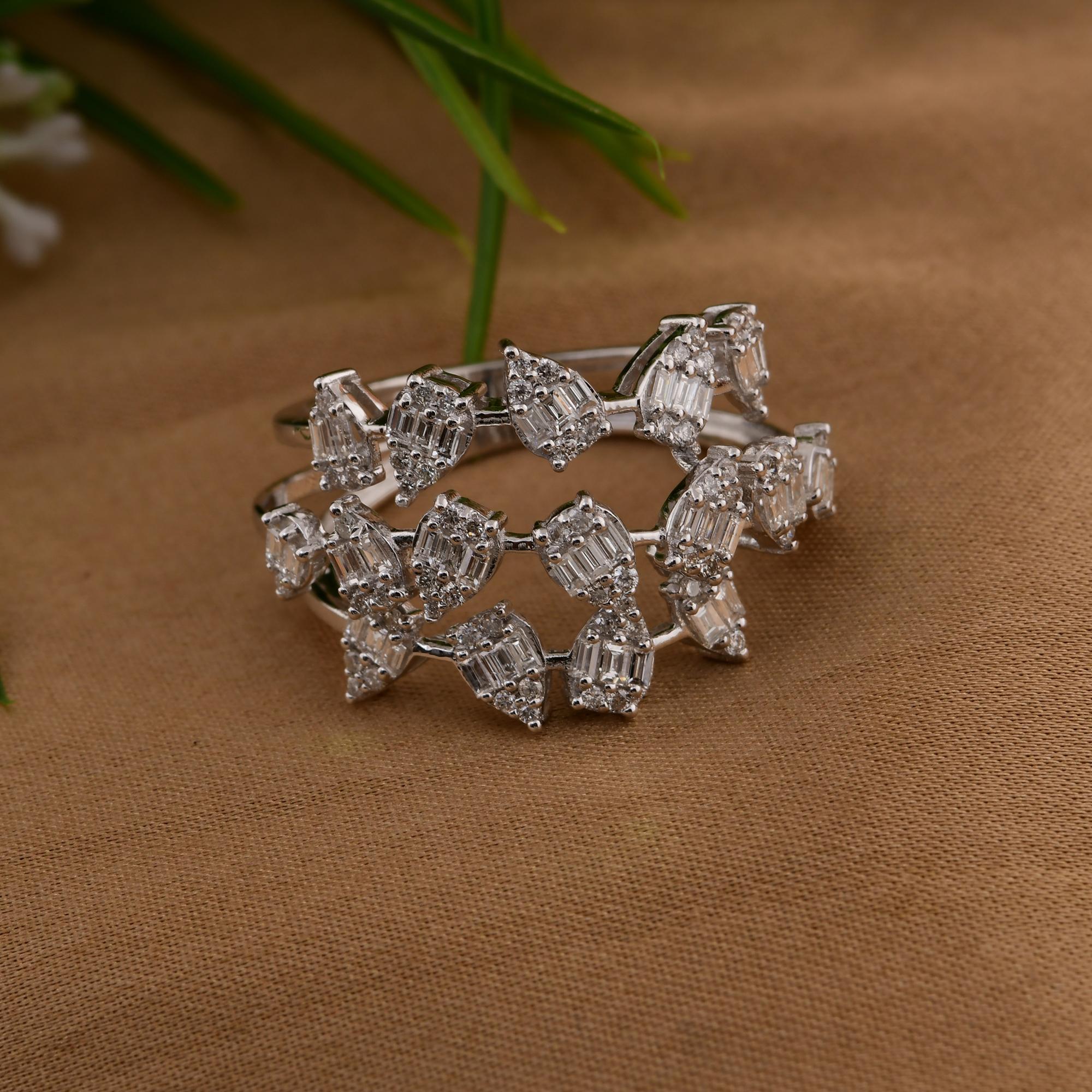 Natürlicher 0,85 Karat SI/H Baguette-Diamantring 14 Karat Weißgold feiner Schmuck (Moderne) im Angebot