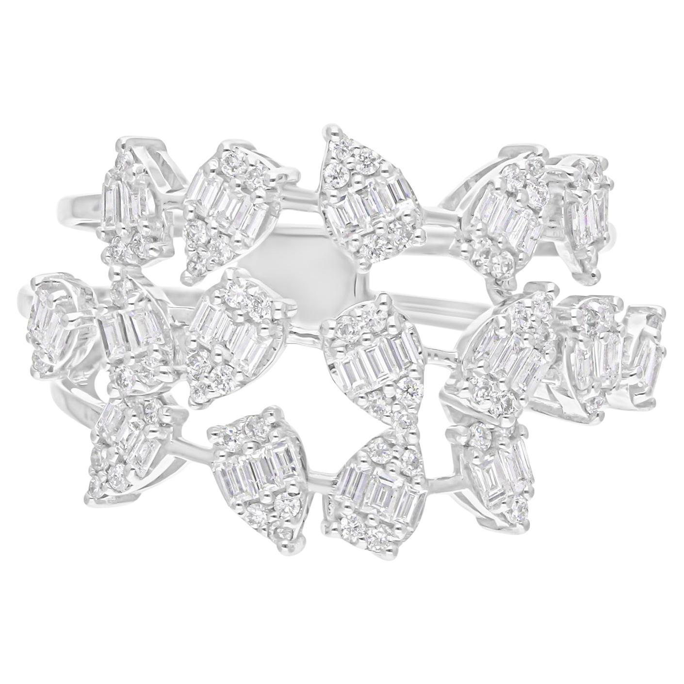 Natürlicher 0,85 Karat SI/H Baguette-Diamantring aus 18 Karat Weißgold feiner Schmuck