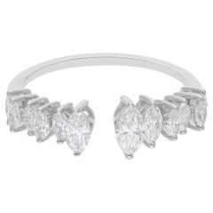 Manschettenarmbandring aus 14 Karat Weißgold mit natürlichem 0,85 Karat SI/H Marquise-Diamant