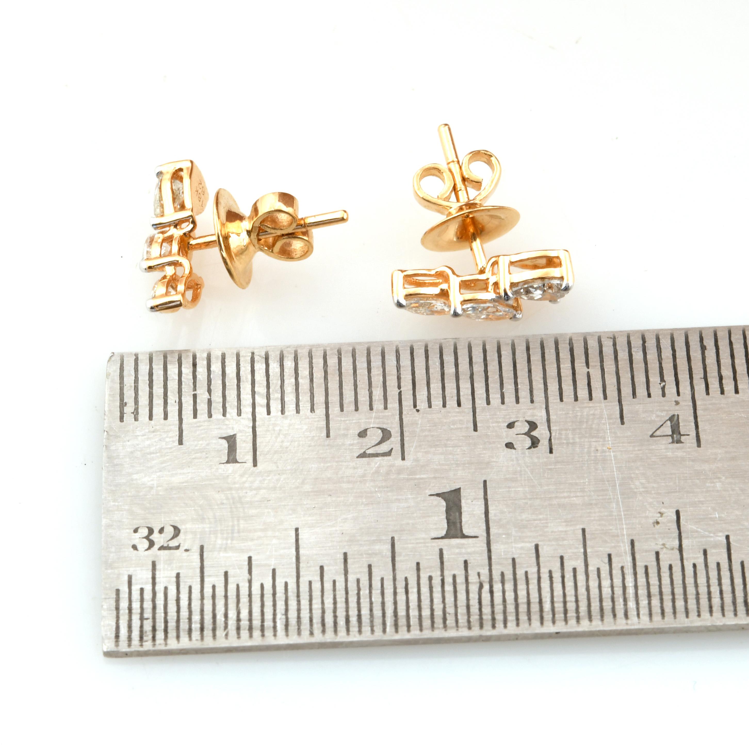 Natürliche 0,85 Karat SI/H Birne & Marquise Diamant Ohrringe 18 Karat Gelbgold im Zustand „Neu“ im Angebot in Diera, Dubai