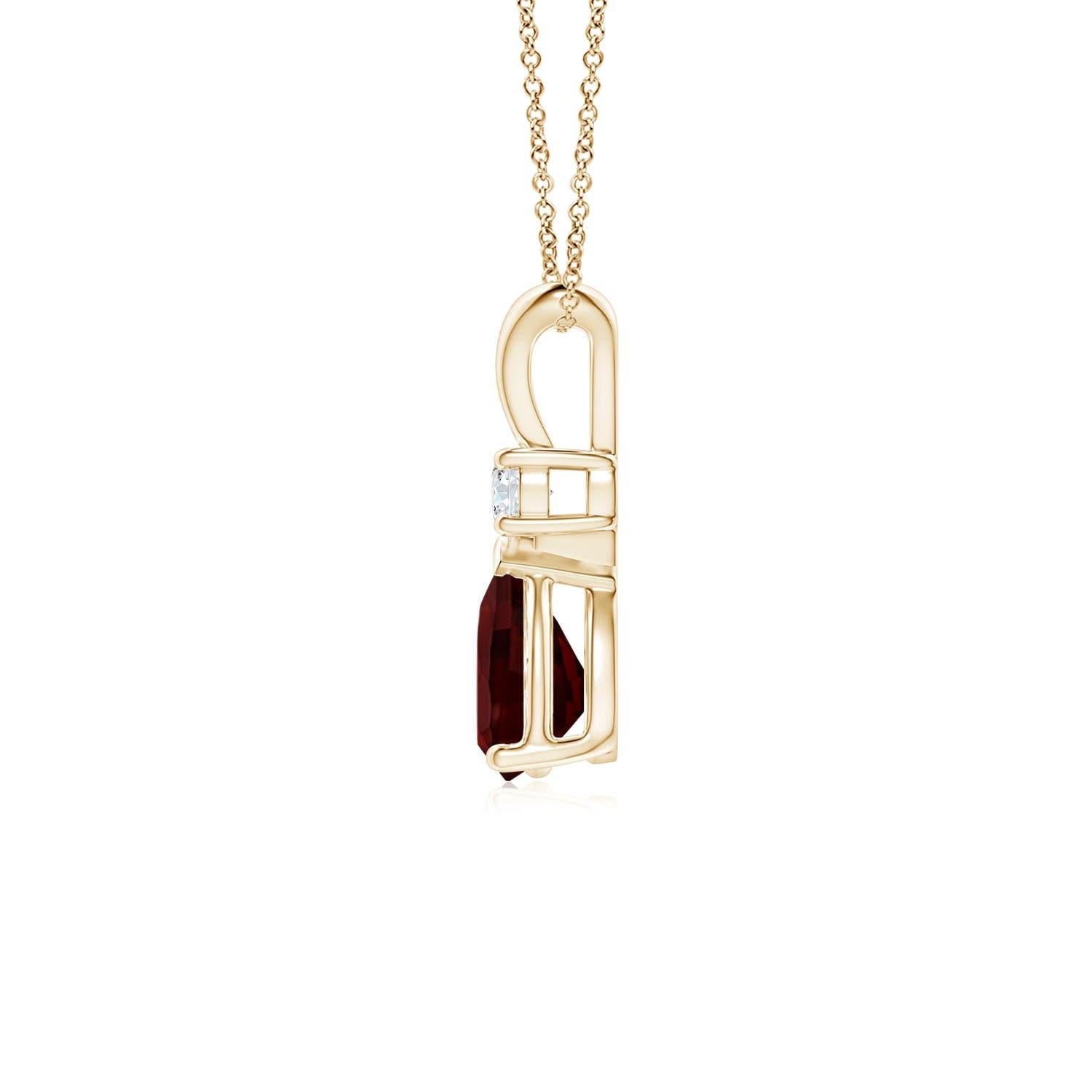 Taille poire Pendentif en or jaune 14K en forme de goutte de grenat naturel de 0,85ct avec diamant en vente