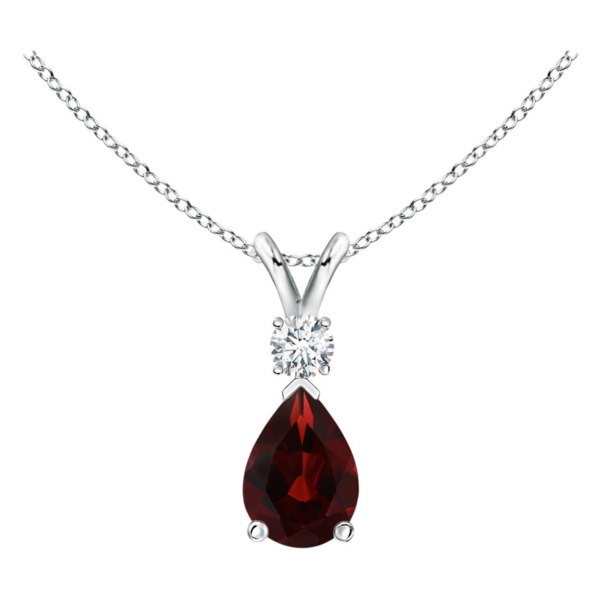 Pendentif en forme de goutte en grenat naturel de 0,85ct avec diamant en platine