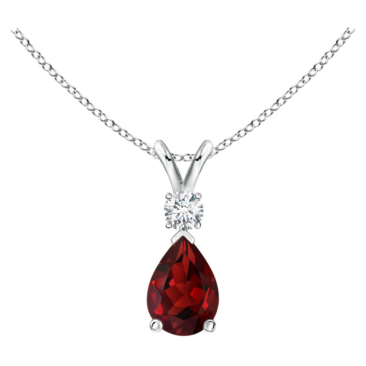 Pendentif en forme de goutte en grenat naturel de 0,85ct avec diamant en platine