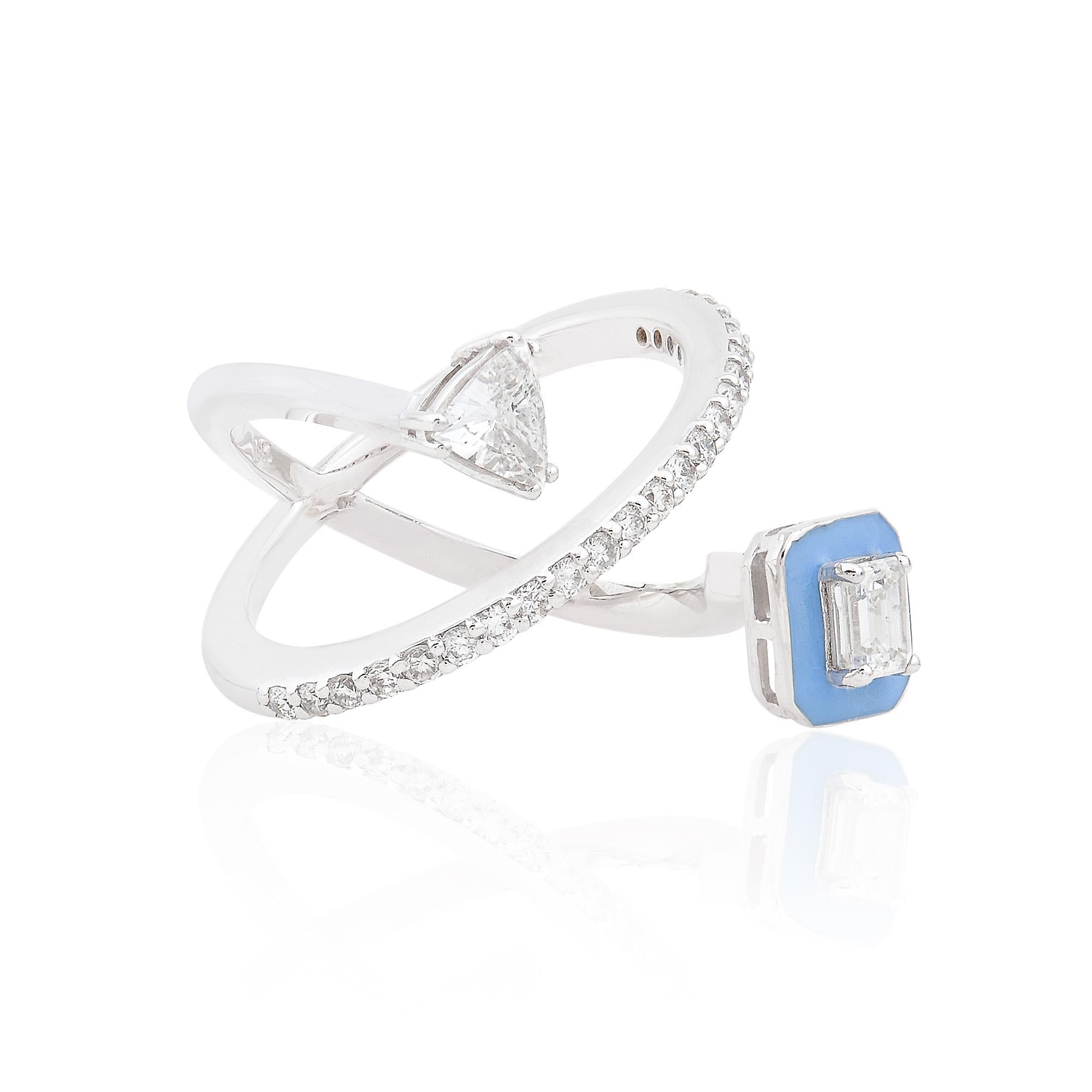 Item Code :- SER-21261
Gross Weight :- 5.32 gm
18k Solid White Gold Weight :- 5.14 gm
Natural Diamond Weight :- 0.87 ct. ( AVERAGE DIAMOND CLARITY SI1-SI2 & COLOR H-I )
Ring Size :- 7 US & All Size

✦ Sizing
.....................
We can adjust most
