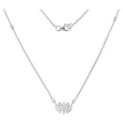 Collana con charme di diamanti rotondi marquise da 0,87 carati Nature in oro bianco 14 carati