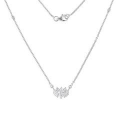 Collar de diamantes redondos marquesa naturales de 0,87 quilates y oro blanco de 18 quilates