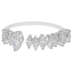 Manschettenarmband aus 18 Karat Weißgold mit natürlichem 0,87 Karat SI/H Marquise-Diamant