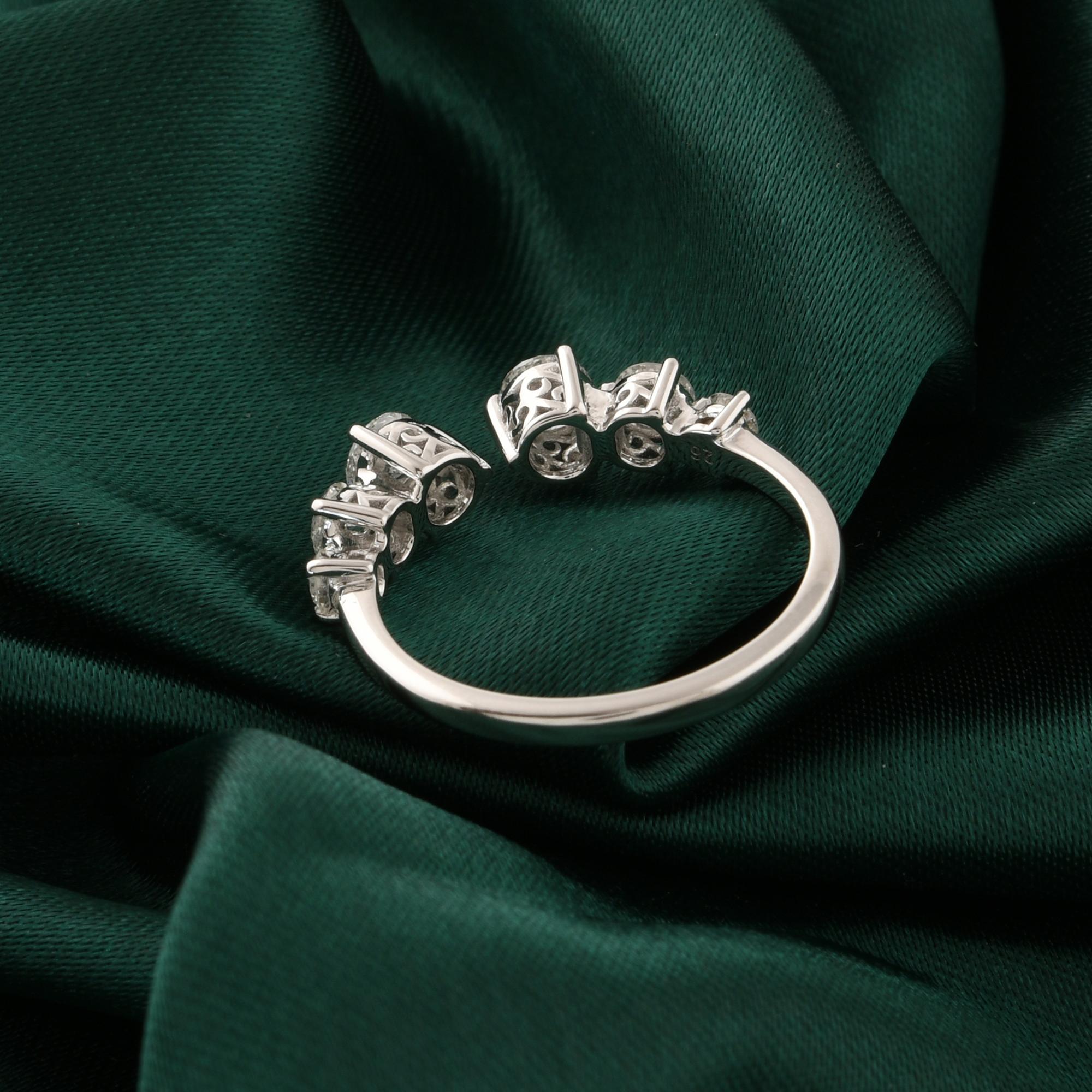 En venta: Anillo Puño Diamante Natural 0,88 Quilates Claridad SI Color HI Oro Blanco 18 Kilates  2