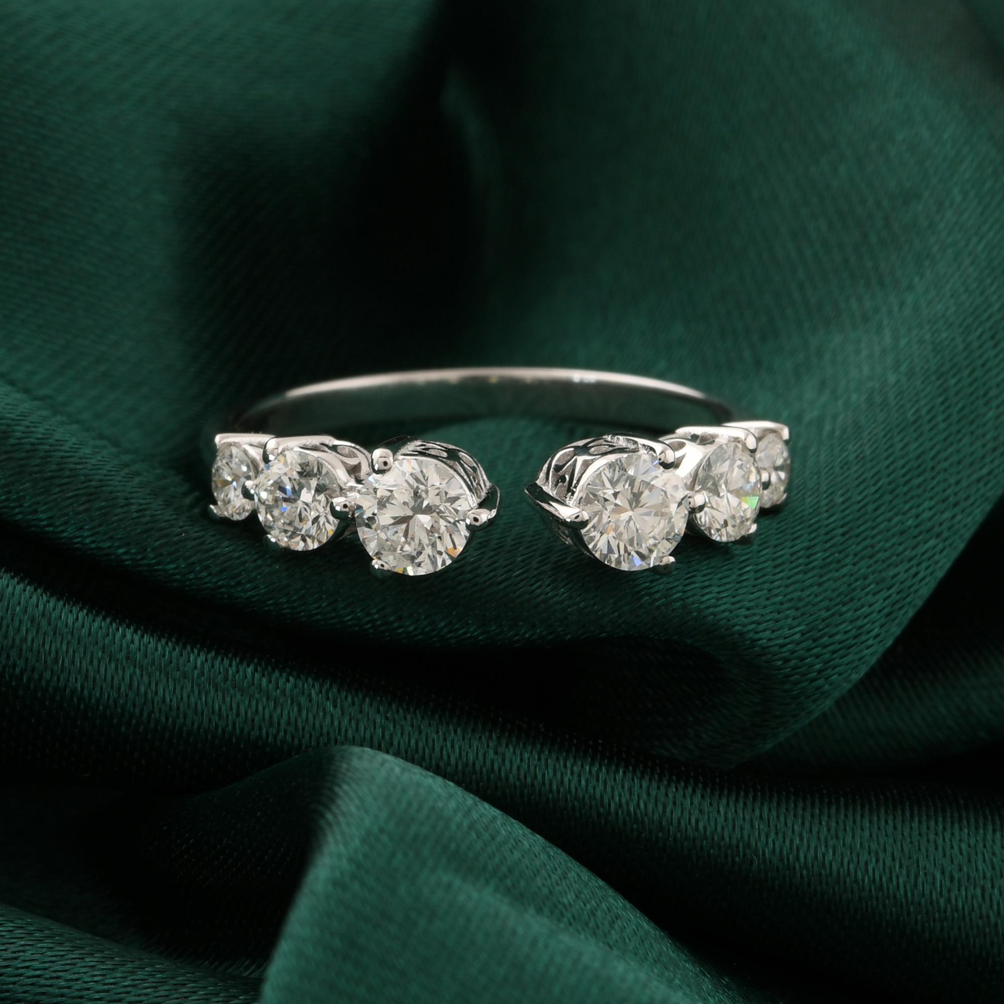 En venta: Anillo Puño Diamante Natural 0,88 Quilates Claridad SI Color HI Oro Blanco 18 Kilates  4