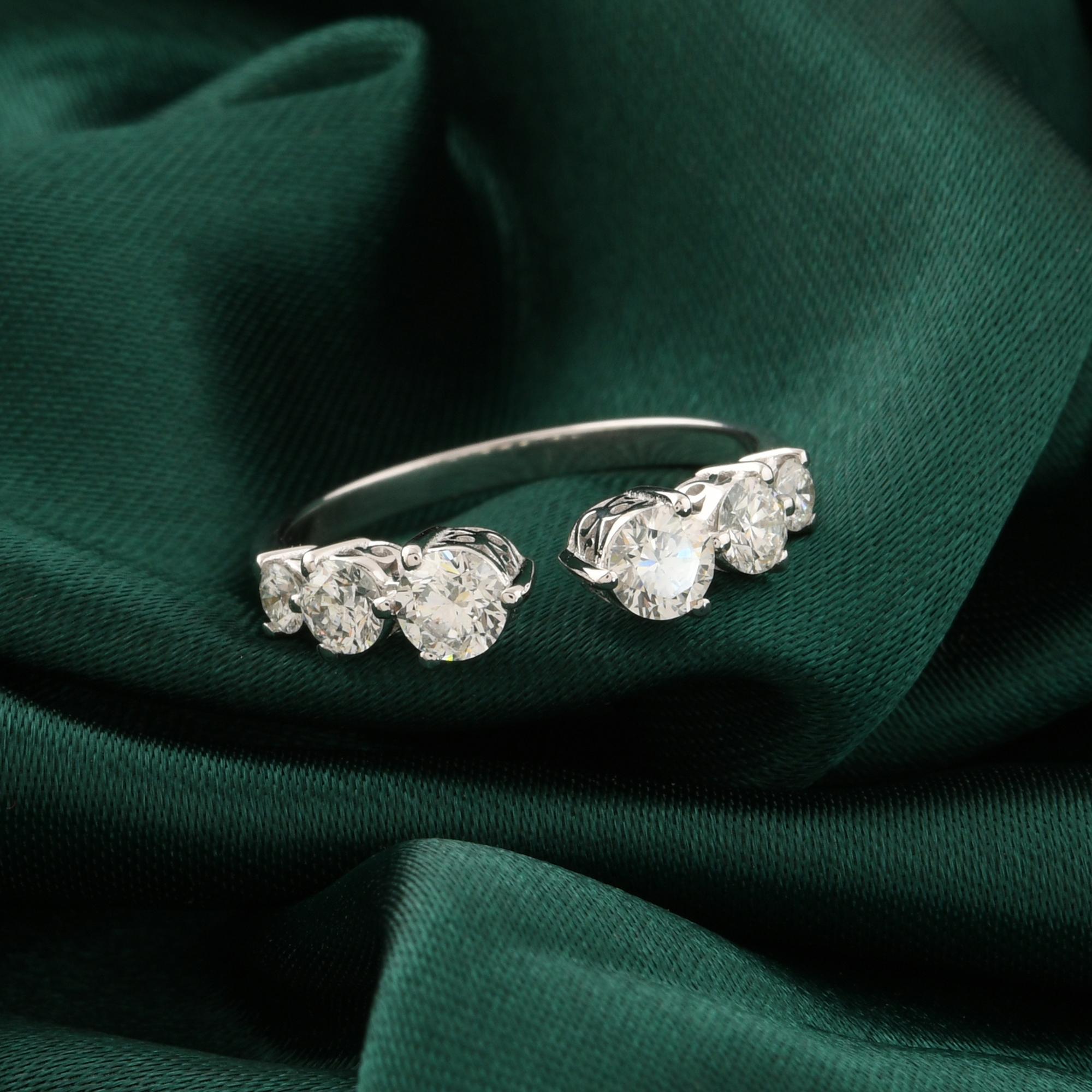 En venta: Anillo Puño Diamante Natural 0,88 Quilates Claridad SI Color HI Oro Blanco 18 Kilates  5