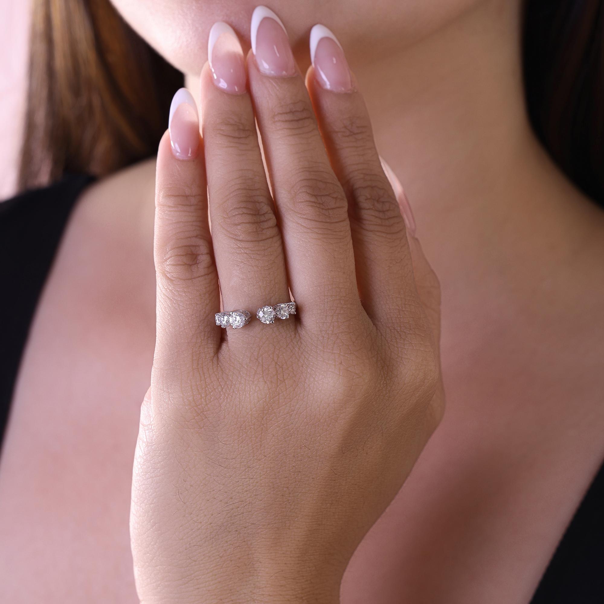 En venta: Anillo Puño Diamante Natural 0,88 Quilates Claridad SI Color HI Oro Blanco 18 Kilates  7