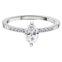 Natural 0.88 Carat SI Clarity HI Color Diamond Ring 18 Karat White Gold Jewelry