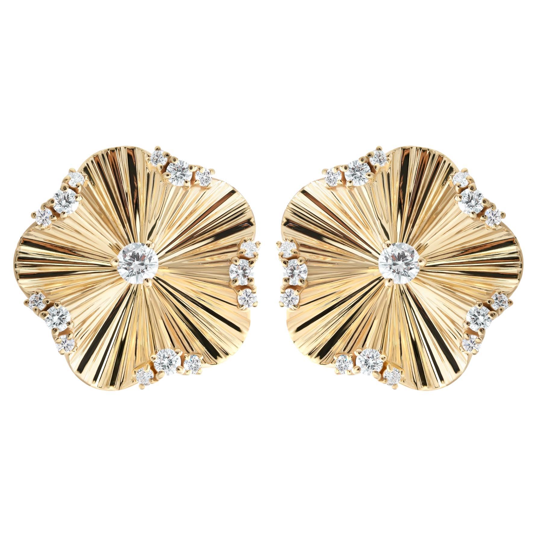 Orecchini di diamanti naturali da 0,89 carati SI/H Gioielli fatti a mano in oro giallo 9 carati