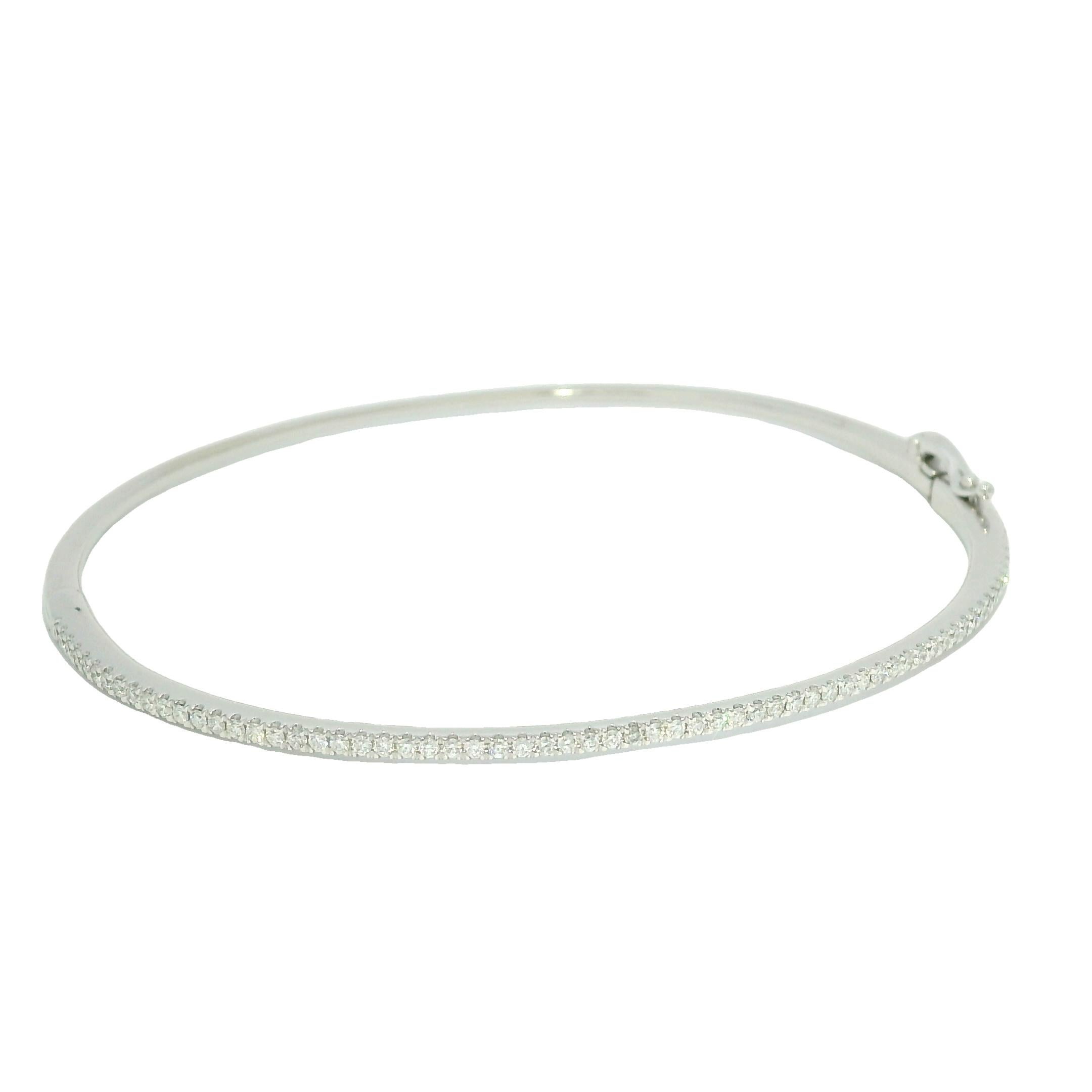 Taglio rotondo Bracciale sottile con diamante naturale da 0,90 carati 18 carati In magazzino in vendita