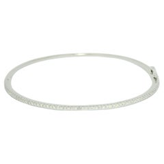 Natural 0.90 Carat Diamond 18-Karat Thin Bangle Bracelet In Stock