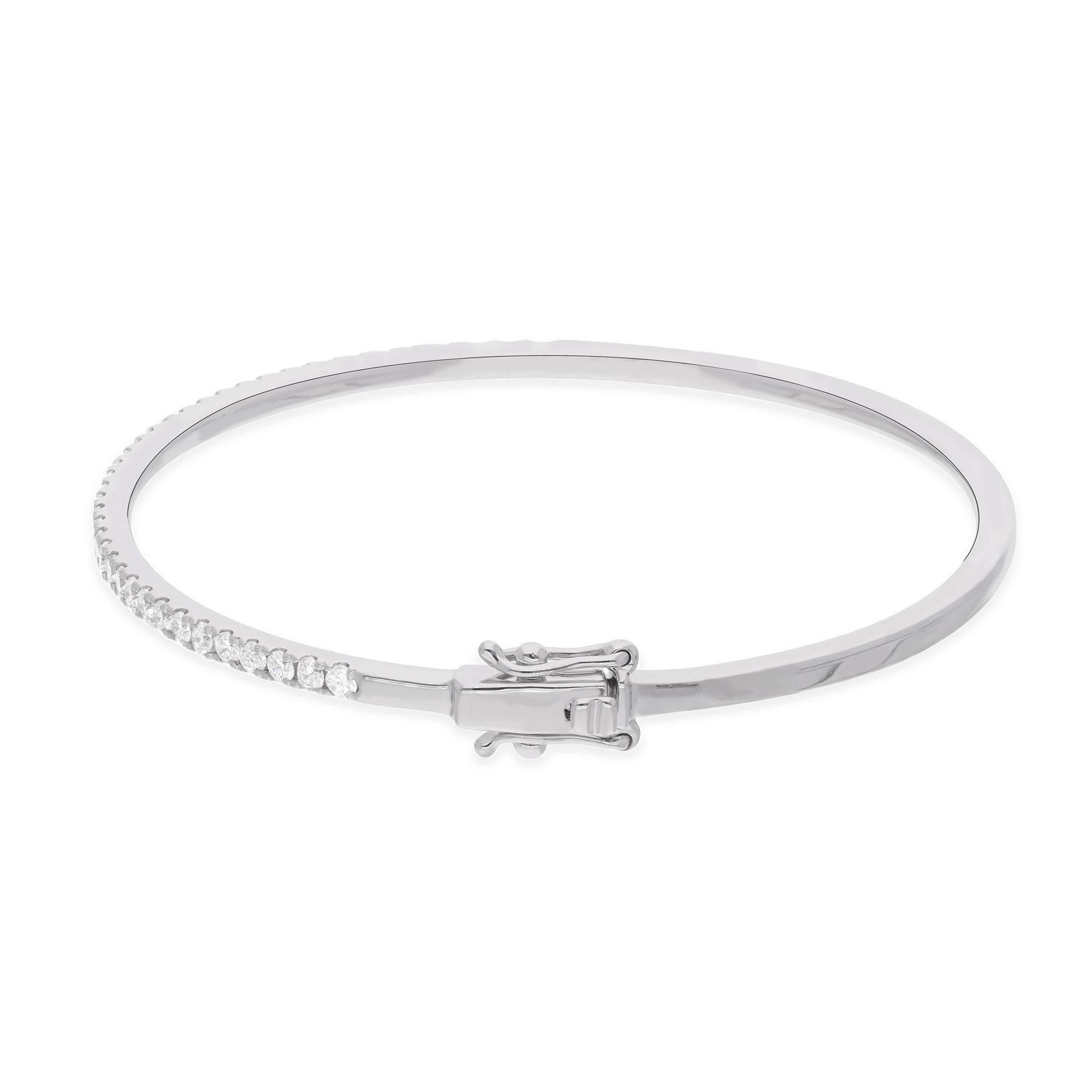 Donna Bracciale con diamanti naturali da 0,90 carati e pavé in oro bianco massiccio 14 carati Gioielli di pregio in vendita