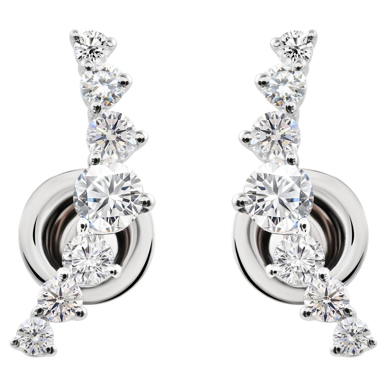 Orecchini di diamanti fini da 0,91 carati SI Clarity HI Color Oro bianco 9 carati