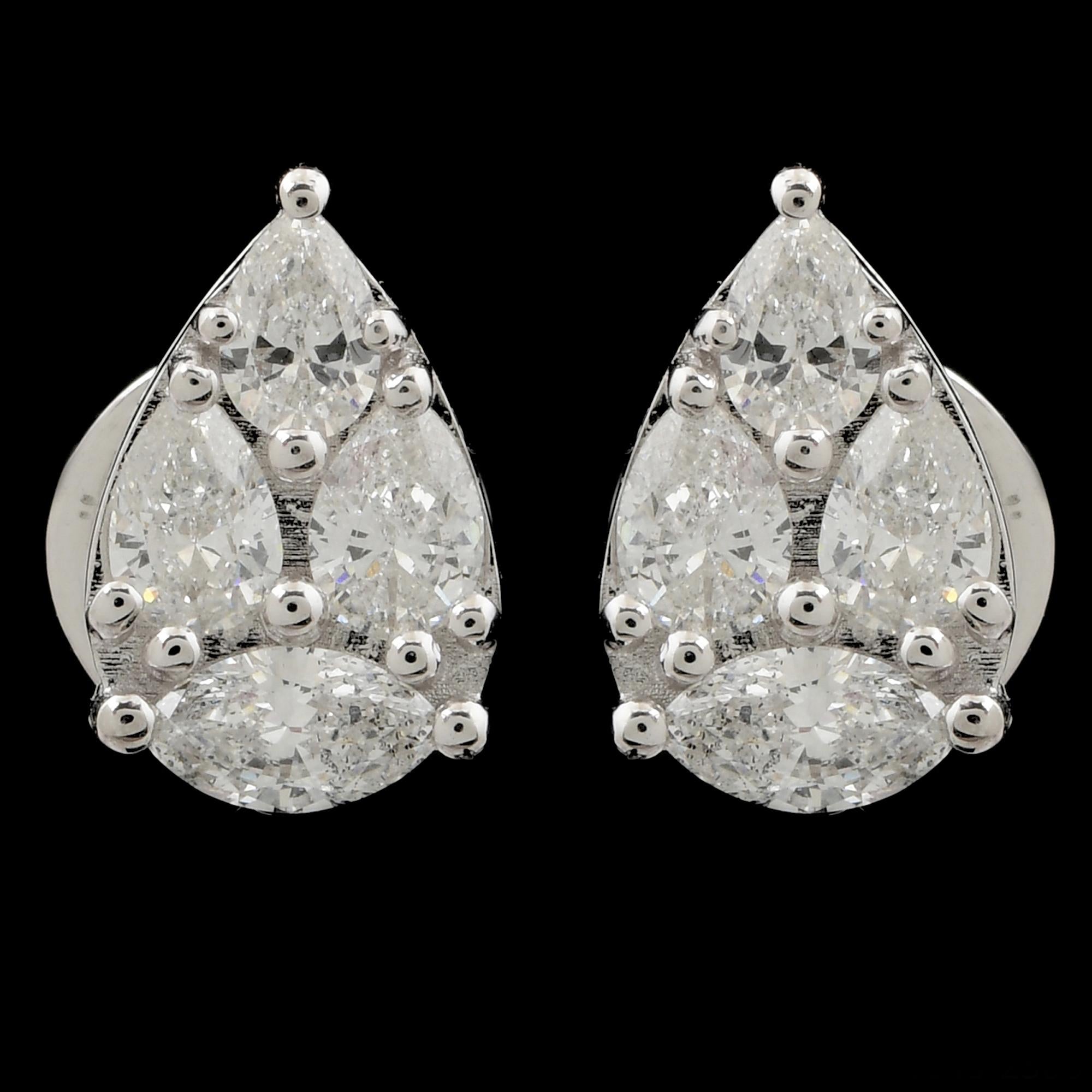 Natural 0.91 Ct SI Clarity HI Color Diamond 14 Karat White Gold Stud Earrings In New Condition For Sale In Diera, Dubai