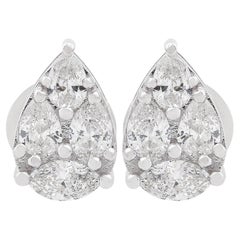 Orecchini con diamante naturale da 0,91 carati SI Clarity HI Color in oro bianco 18 carati