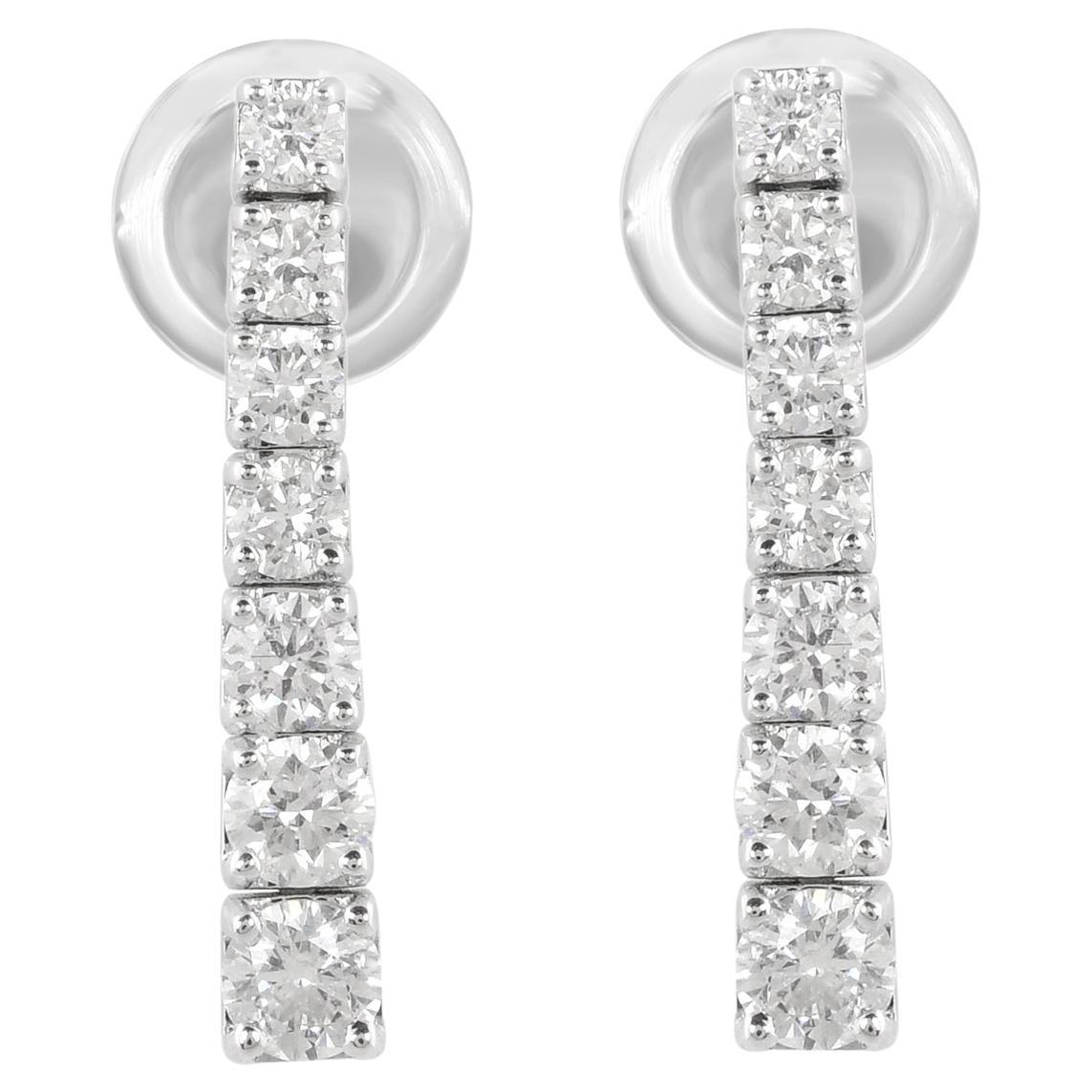 Natural 0.92 Carat SI Clarity HI Color Diamond Fine Earrings 14 Karat White Gold