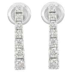 Pendientes finos de diamantes naturales de 0,92 quilates, claridad SI y color HI, oro blanco de 14 quilates