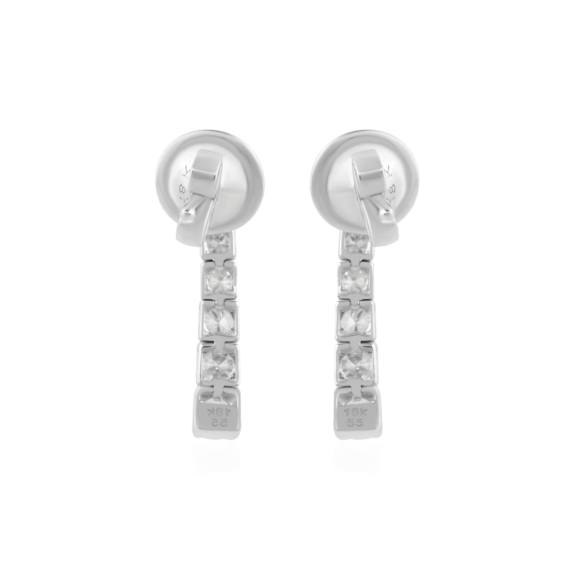 Natural 0.92 Carat SI Clarity HI Color Diamond Fine Earrings 18 Karat White Gold In New Condition For Sale In Diera, Dubai