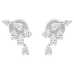 Natürliche 0,92 Karat SI/H Birnen-Diamant-Ohrringe 18k Weißgold Handgefertigter Schmuck