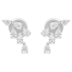 Natural 0.92 Carat SI/H Pear Diamond Stud Earrings 18 Karat White Gold