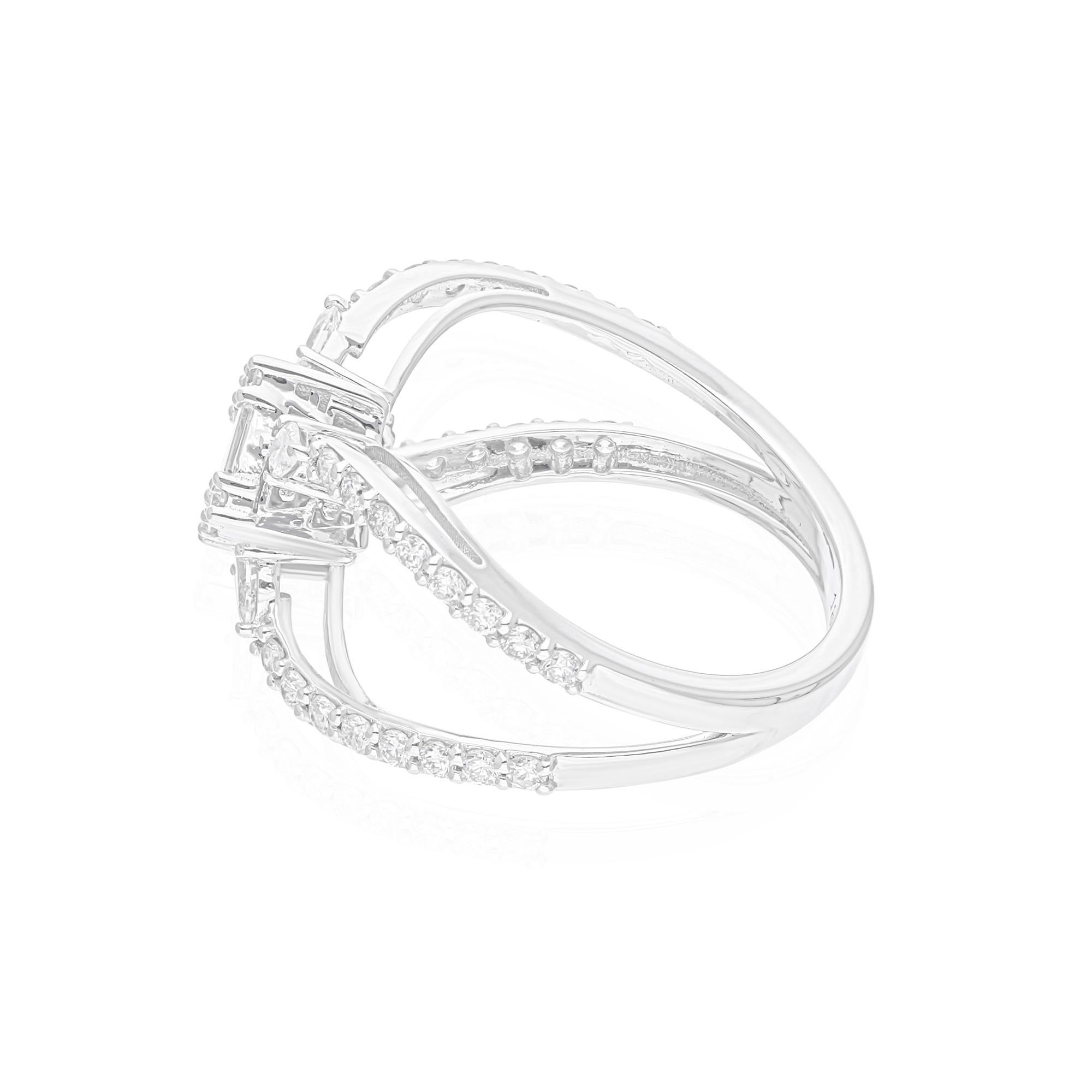 Modern Natural 0.93 Carat SI Clarity HI Color Diamond Ring 18 Karat White Gold Jewelry For Sale