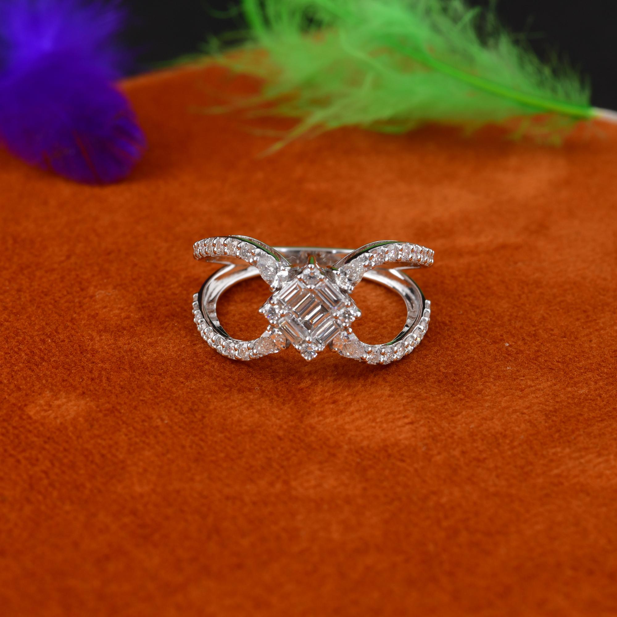Natural 0.93 Carat SI Clarity HI Color Diamond Ring 18 Karat White Gold Jewelry In New Condition For Sale In Diera, Dubai