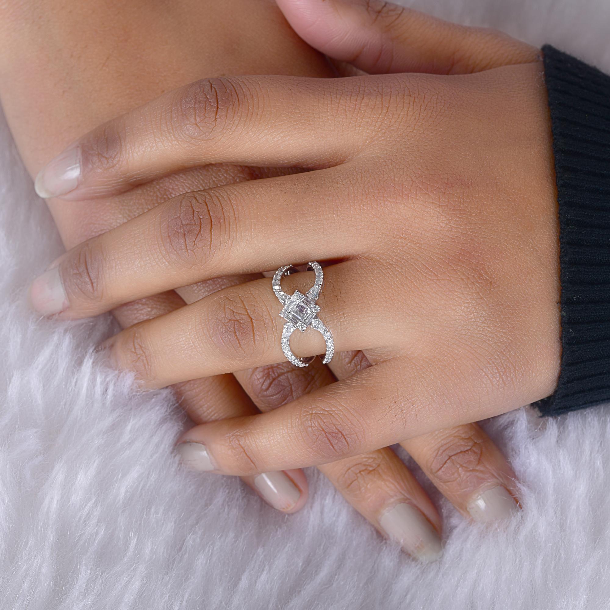 Natural 0.93 Carat SI Clarity HI Color Diamond Ring 18 Karat White Gold Jewelry For Sale 1