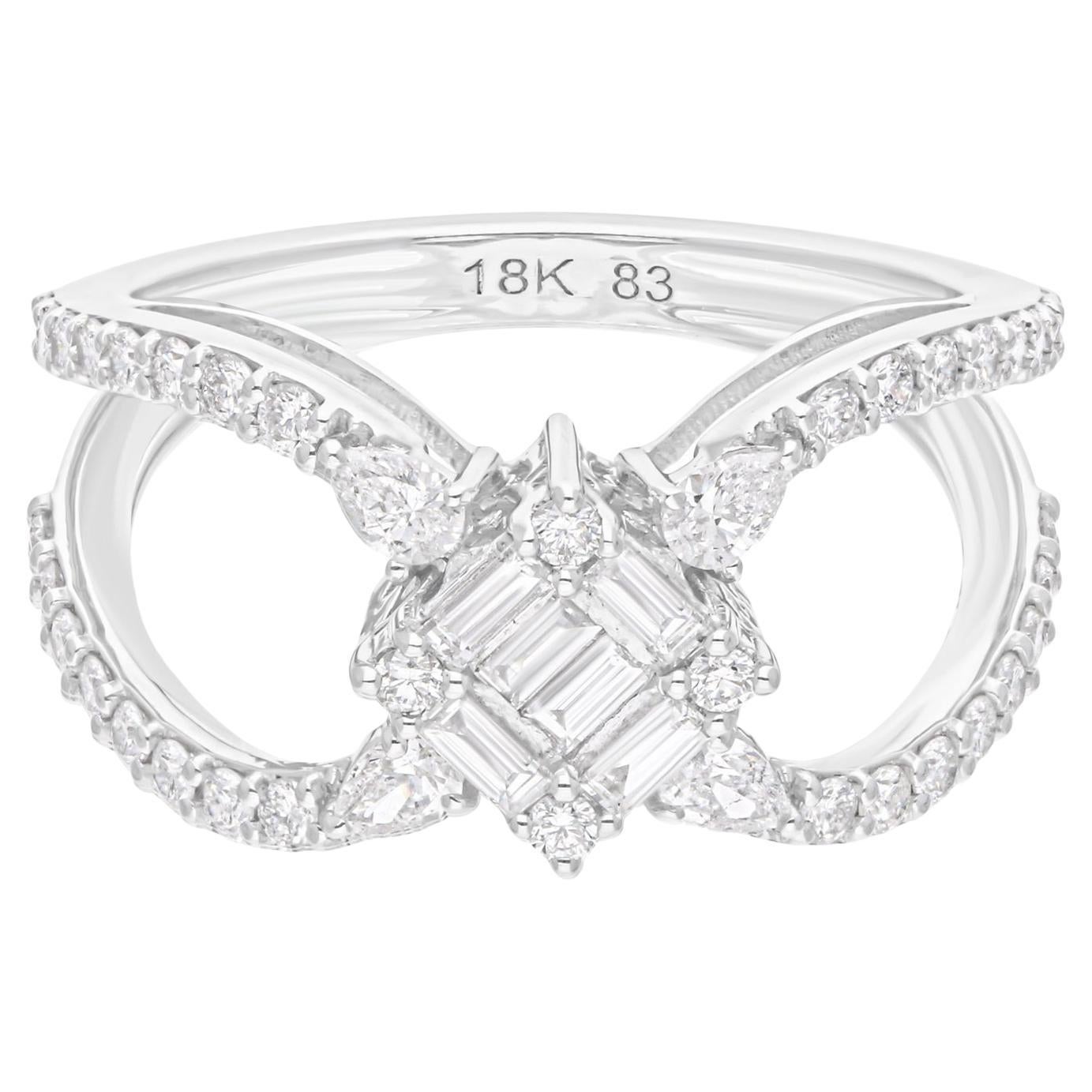 Natural 0.93 Carat SI Clarity HI Color Diamond Ring 18 Karat White Gold Jewelry