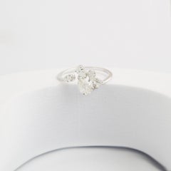 Natural 0.93 Carat SI Clarity HI Color Pear Diamond Ring 18 Karat White Gold