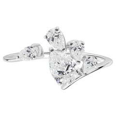 Natural 0.93 Carat SI Clarity HI Color Pear Diamond Ring 18 Karat White Gold