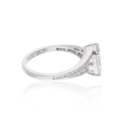 Natural 0.94 Carat Marquise & Round Diamond Wedding Ring 14 Karat White Gold
