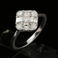 Natural 0.94 Carat SI Clarity HI Color Diamond Ring 18 Karat White Gold Jewelry