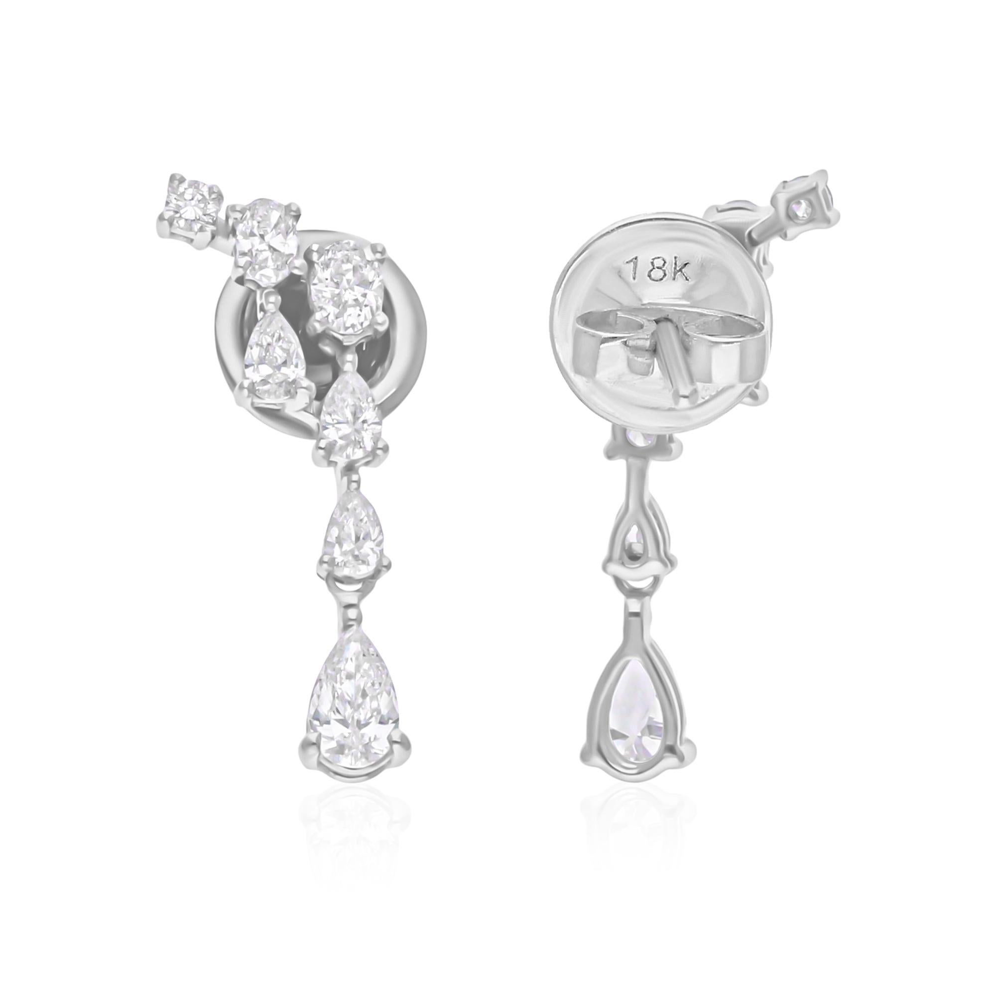 Natürlicher 0,94 Karat SI/H Diamant im Birnenbrillantschliff 14 Karat Weißgold-Schmuck (Tropfenschliff) im Angebot