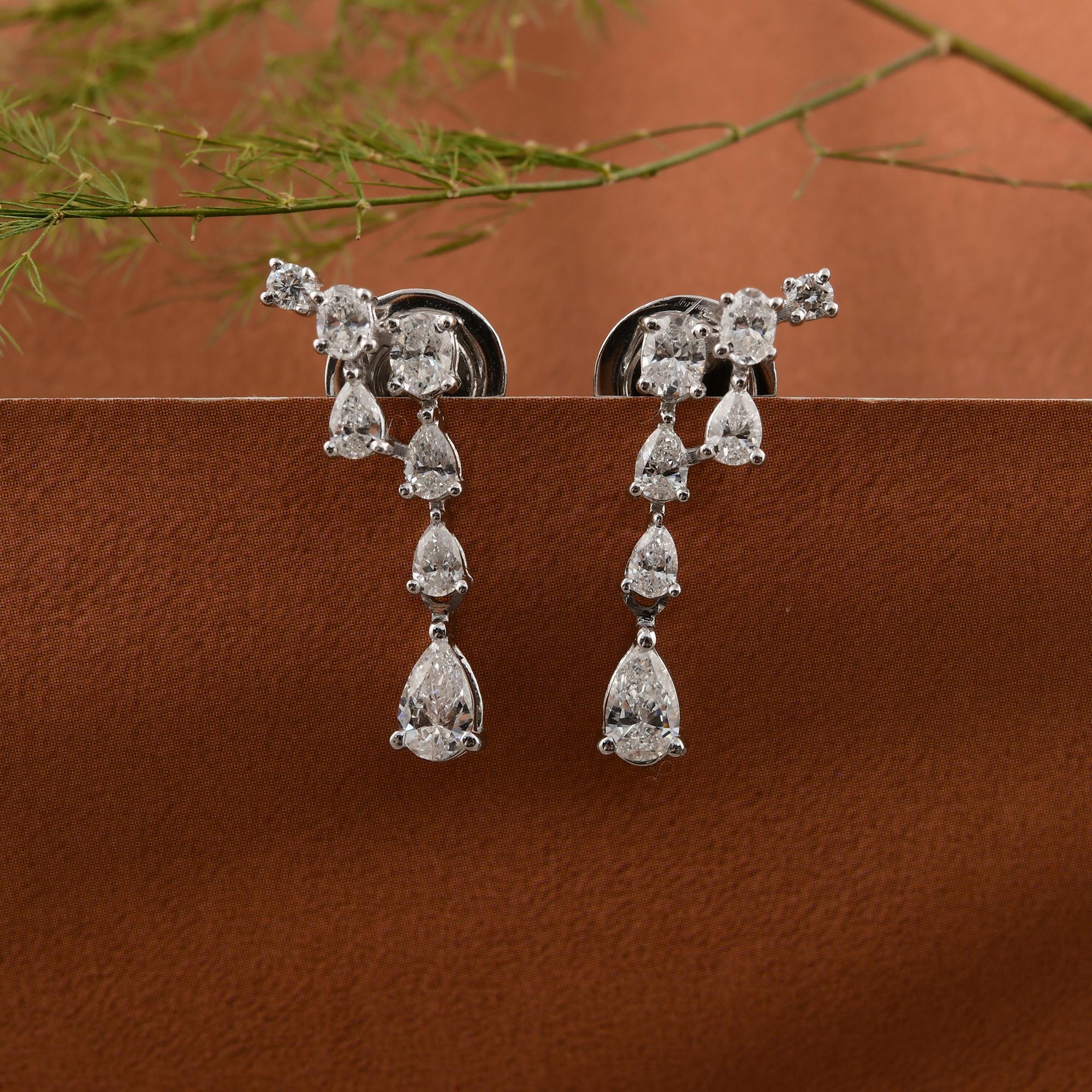 Natürlicher 0,94 Karat SI/H Diamant im Birnenbrillantschliff 14 Karat Weißgold-Schmuck Damen im Angebot