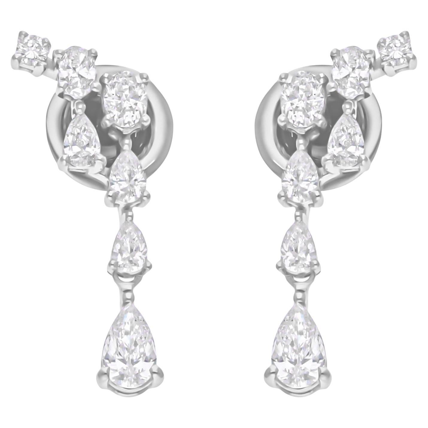 Natürlicher 0,94 Karat SI/H Diamant im Birnenbrillantschliff 14 Karat Weißgold-Schmuck