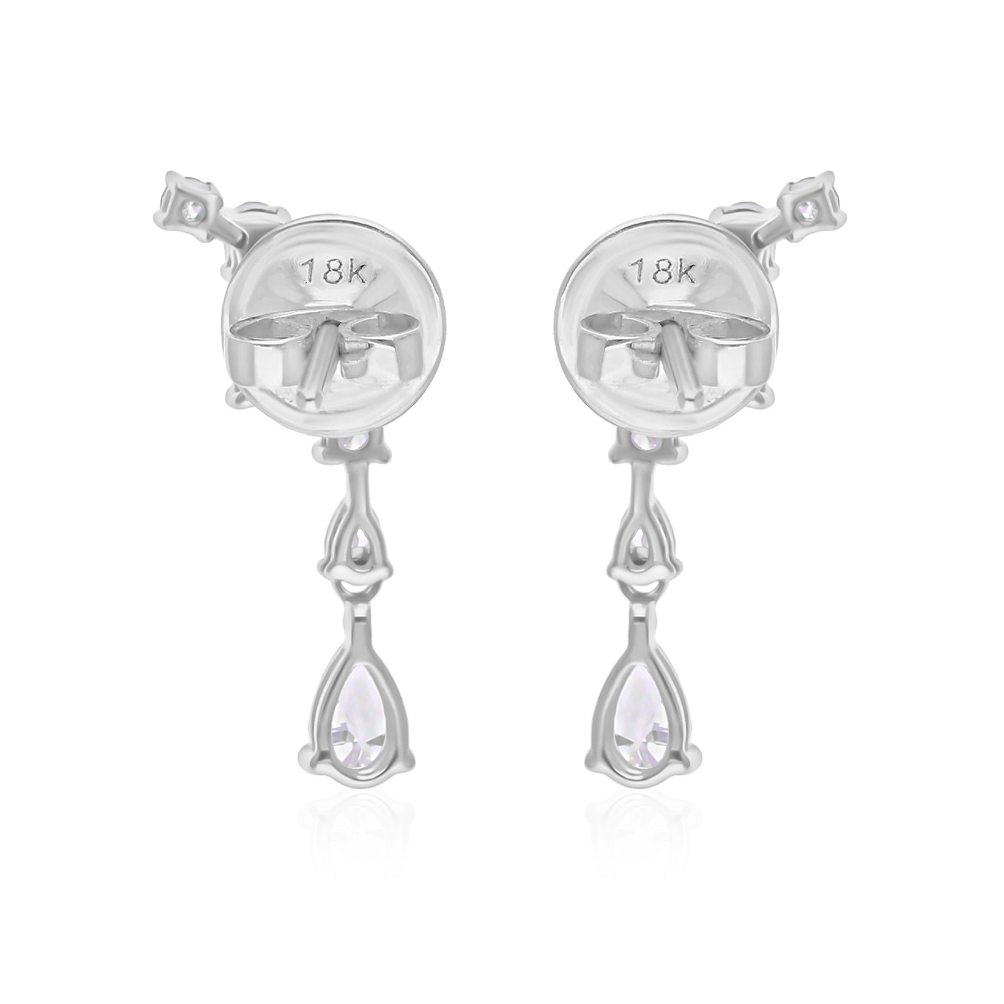 Pear Cut Natural 0.94 Carat SI/H Pear Brilliant Cut Diamond 18 Karat White Gold Jewelry For Sale