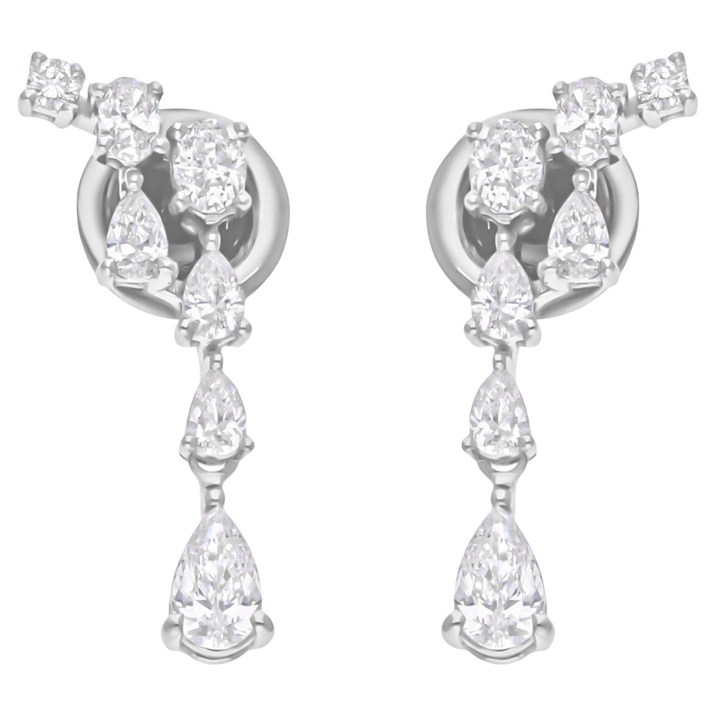 Natural 0.94 Carat SI/H Pear Brilliant Cut Diamond 18 Karat White Gold Jewelry For Sale