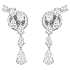 Nature 0.94 Carat SI/H Pear Brilliant Cut Diamond 18 Karat White Gold Jewelry