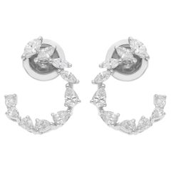 Boucles d'oreilles en or blanc 18 carats avec diamants naturels taille poire marquise de 0,95 carat
