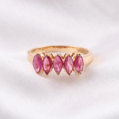 Natural 0.95 Carat Ruby Gemstone Ring 18 Karat Yellow Gold Handmade Jewelry