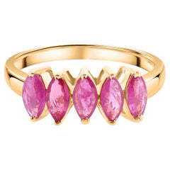 Natural 0.95 Carat Ruby Gemstone Ring 18 Karat Yellow Gold Handmade Jewelry