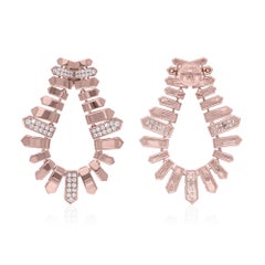 Pendientes de diamantes naturales talla brillante redonda SI/H de 0,95 quilates y oro rosa de 14 quilates