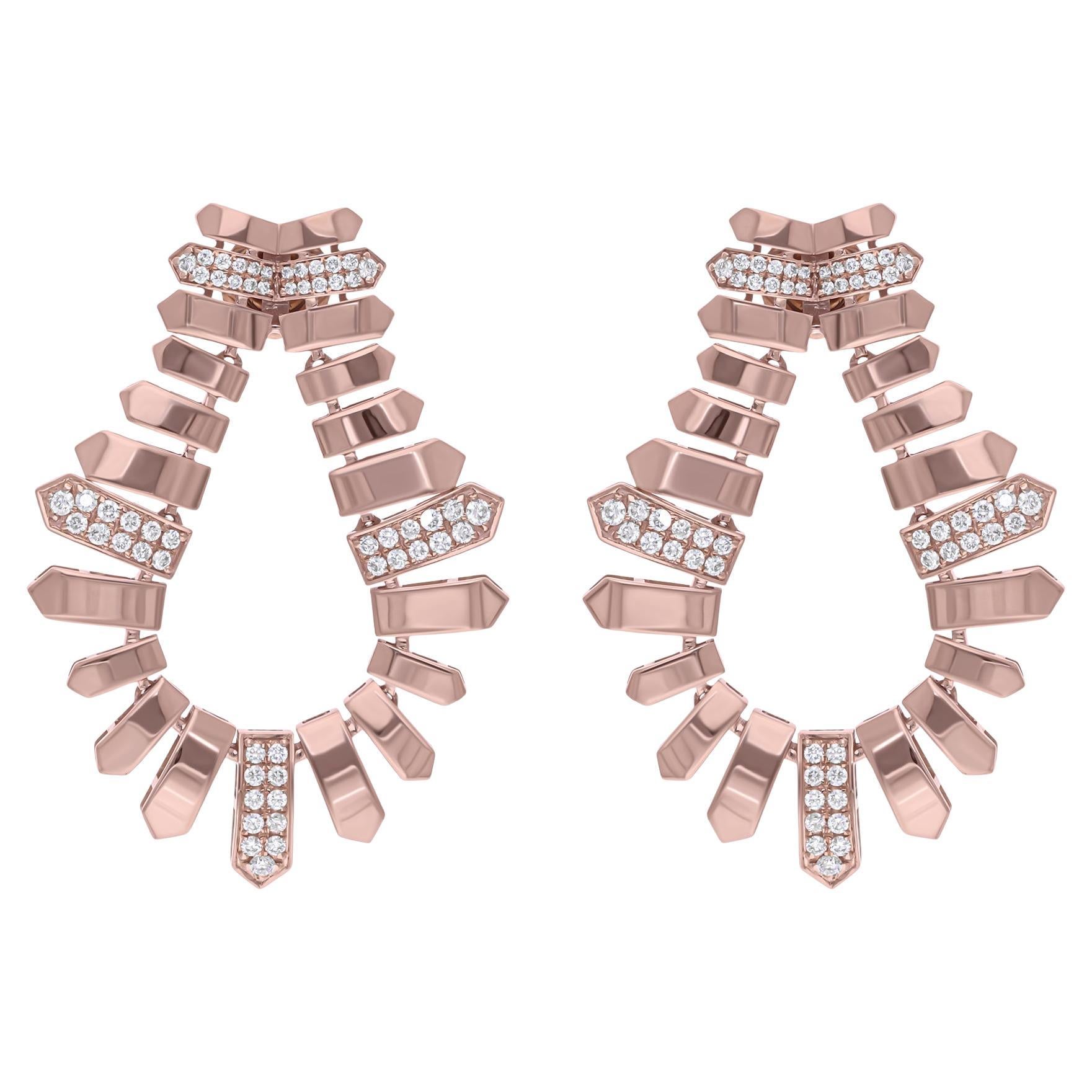 Pendientes de diamantes naturales talla brillante redonda SI/H de 0,95 quilates y oro rosa de 14 quilates