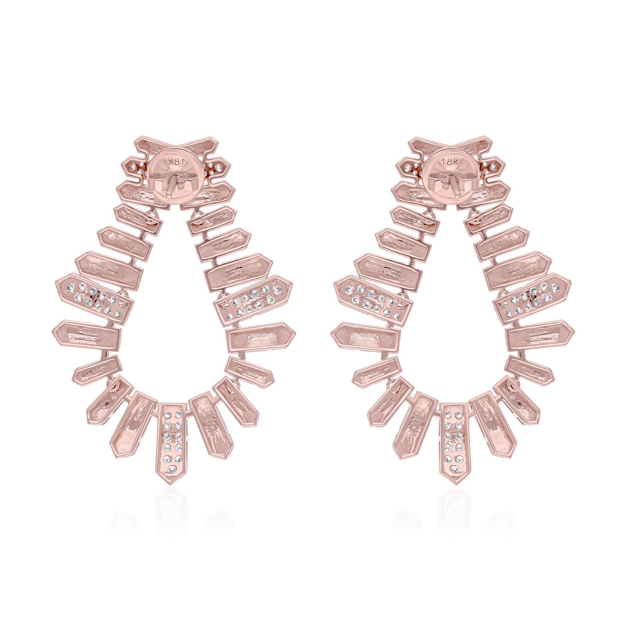 Boucles d'oreilles diamant naturel 0.95 carat SI/H taille ronde et brillante or rose 18 carats Neuf - En vente à Diera, Dubai